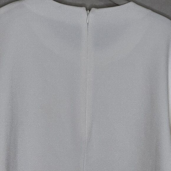 Anine Bing Maddie Crepe Blouse Shirt Size Large White Short Sleeve Back Zip Boxy - Picture 5 of 7